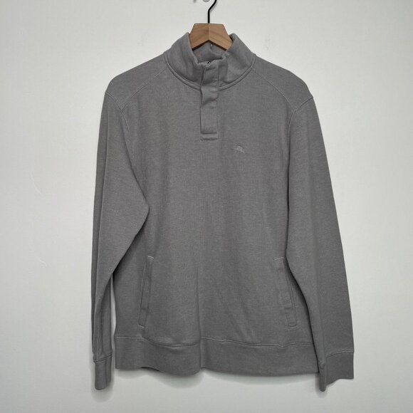 Tommy Bahama Gray Pullover Sweater Mens Size Small Quarter‎ Zip Pocket Casual - Picture 5 of 6